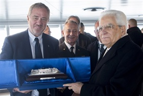 Visita del Presidente della Repubblica Sergio Mattarella a Monfalcone in occasione della cerimonia di presentazione della nave da crociera Seaside