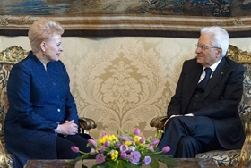 Incontro e successiva colazione del Presidente della Repubblica Sergio Mattarella con la Presidente della Repubblica di Lituania, Dalia Grybauskaité