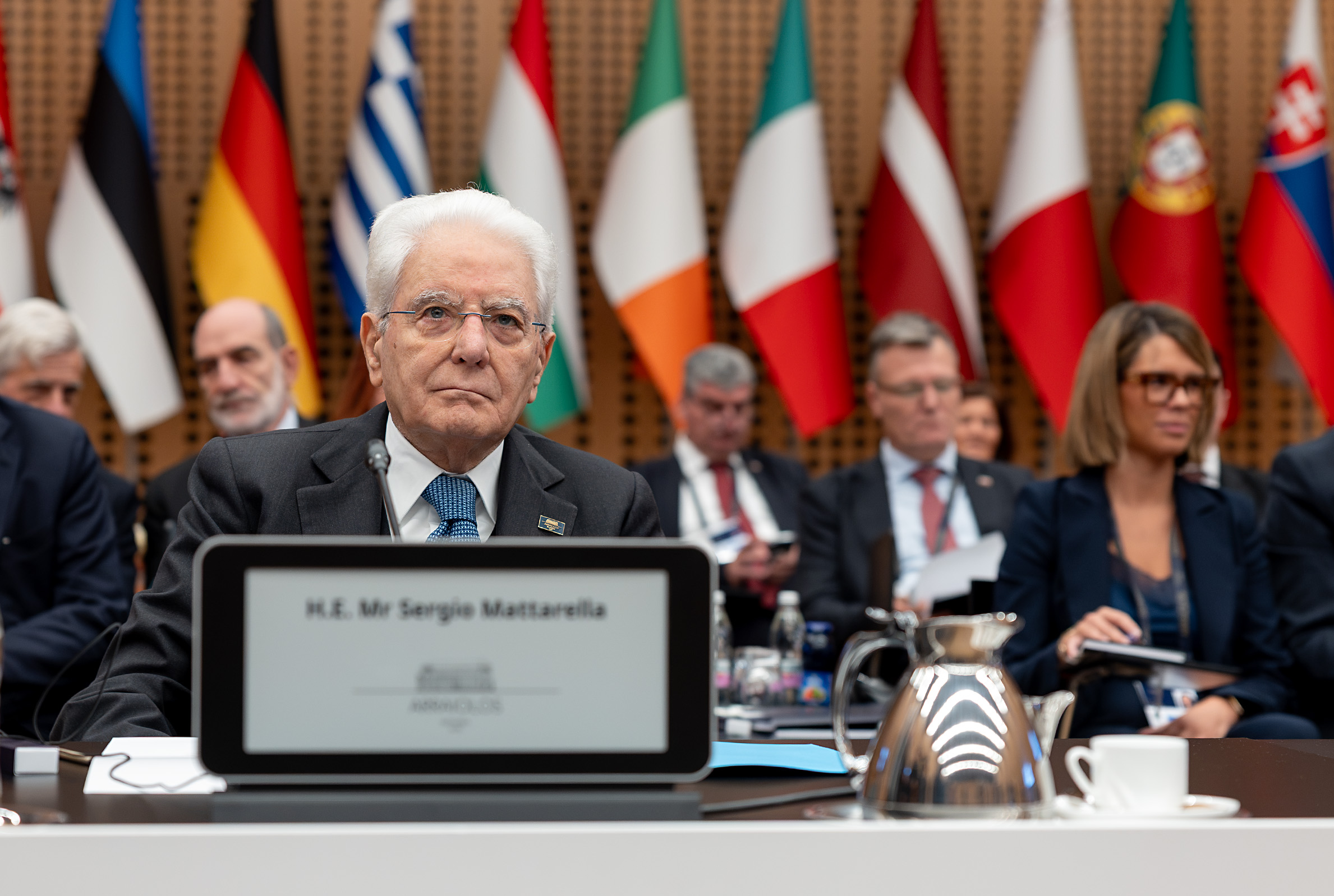 Brdo - Il Presidente Sergio Mattarella in occasione della prima sessione di lavoro alla XXI Riunione dei Capi di Stato del Gruppo Arraiolos