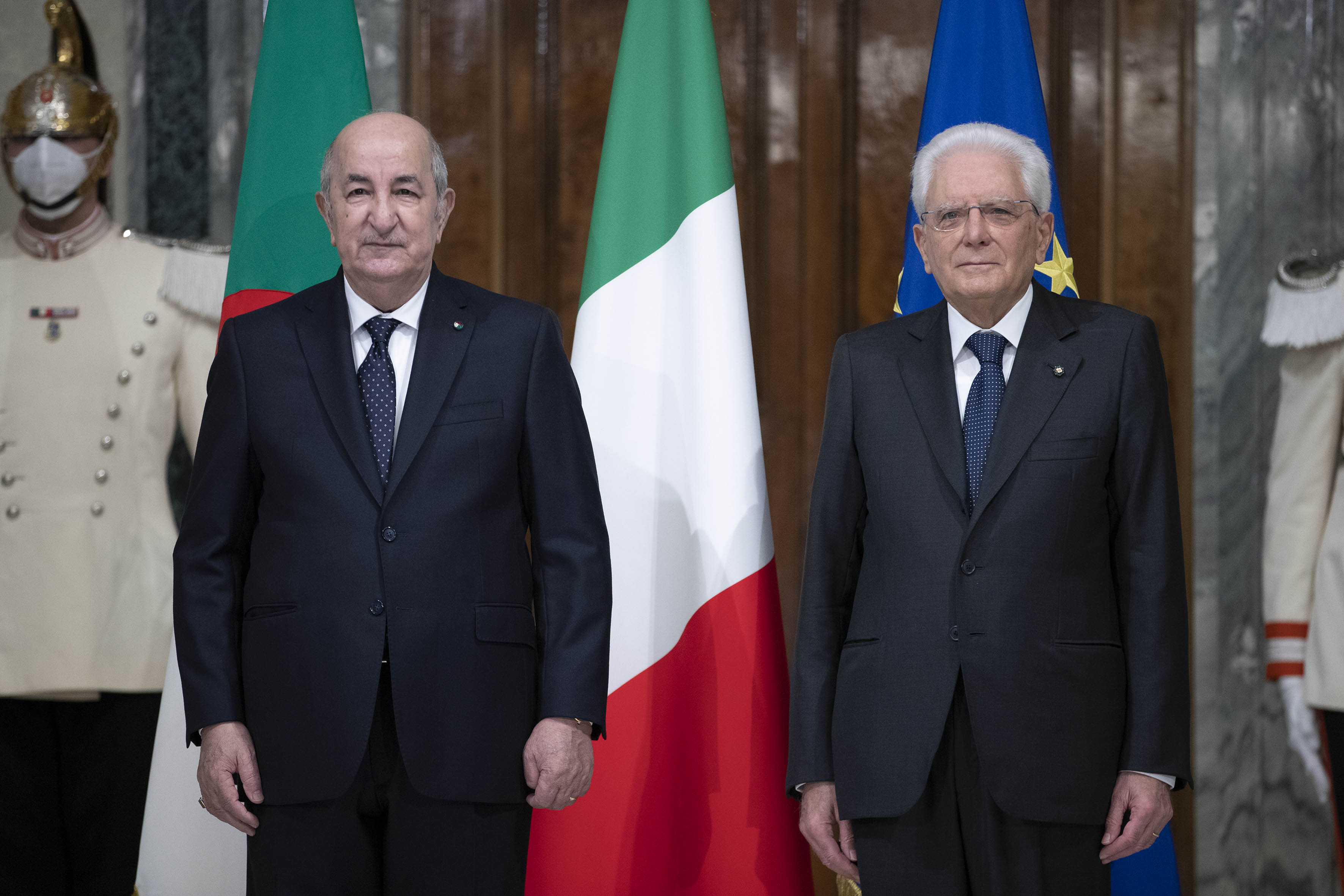 Il Presidente della Repubblica Sergio Mattarella con Abdelmadjid Tebboune, Presidente della Repubblica Algerina Democratica e Popolare, in occasione della visita di Stato 
