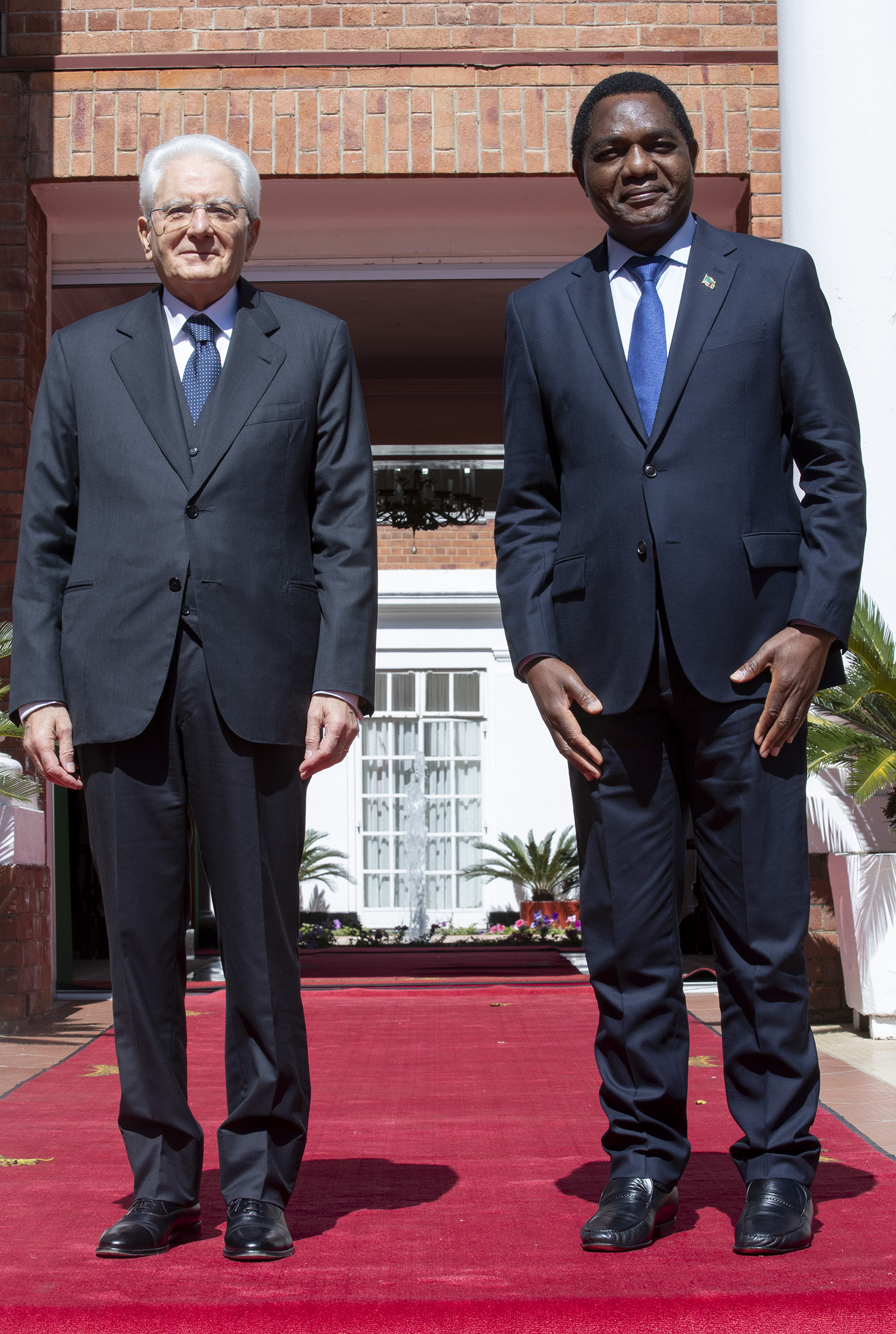 Il Presidente della Repubblica Sergio Mattarella con il Presidente dello Zambia, Hakaind Hichilema