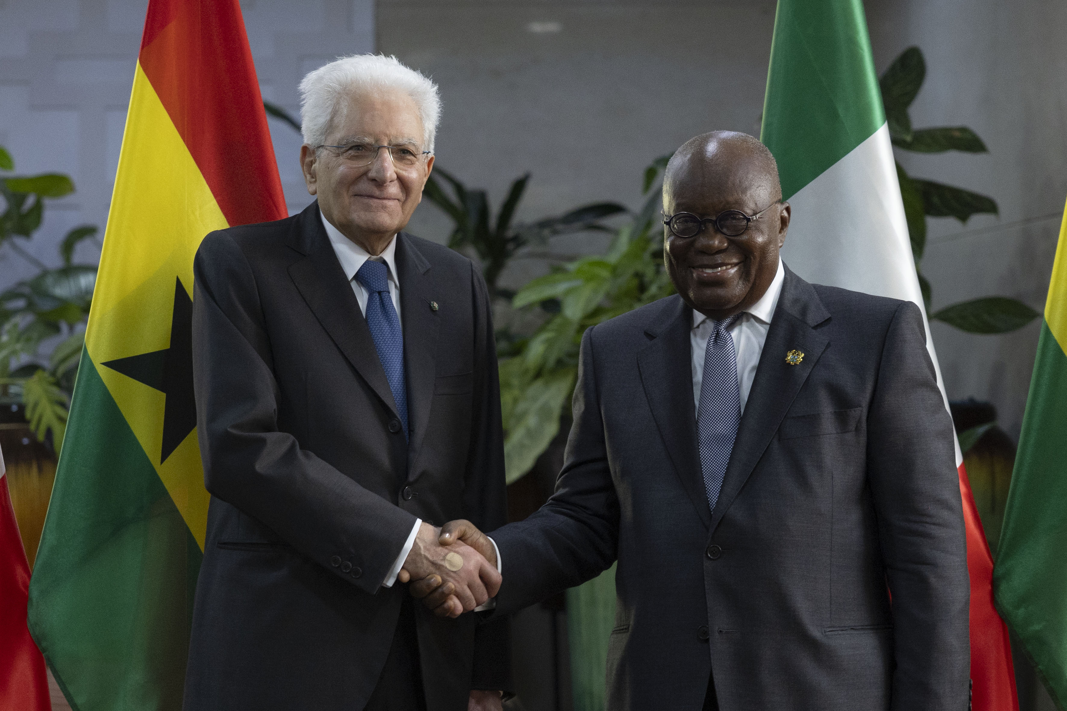 Il Presidente della Repubblica Sergio Mattarella con Nana Addo Dankwa Akufo-Addo, Presidente della Repubblica del Ghana 
