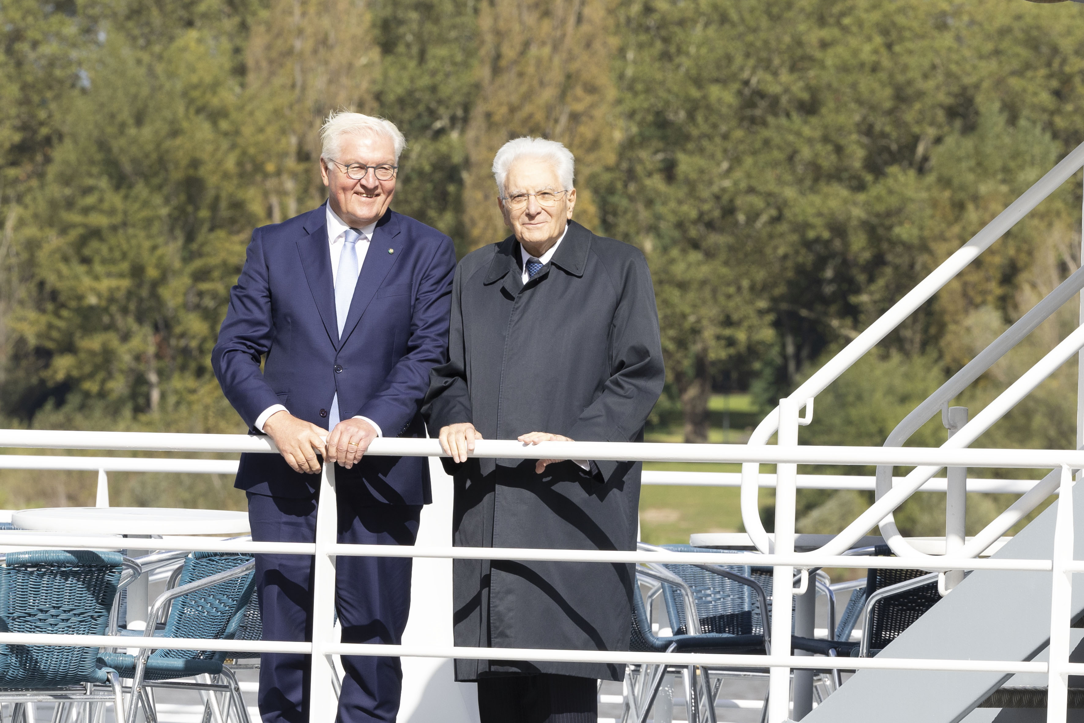 Il Presidente della Repubblica, Sergio Mattarella, con Frank-Walter Steinmeier, Presidente della Repubblica Federale di Germania in battello per Colonia.