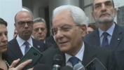 Il Presidente Sergio Mattarella incontra i giornalisti al termine della visita alla Casa di Giuseppe Garibaldi