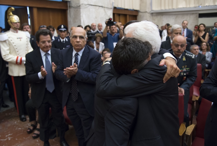 Il Presidente Mattarella con Manfredi Borsellino in occasione 