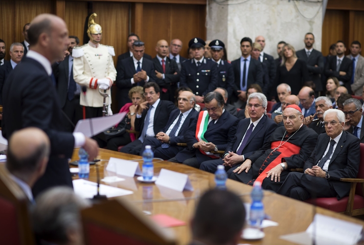 Il Presidente Sergio Mattarella nel corso della cerimonia "Nel ricordo di Paolo Borsellino"