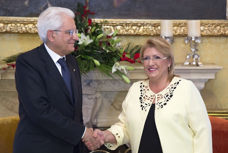 Il Presidente Mattarella con il Presidente della Repubblica di Malta Marie Louise Coleiro Preca