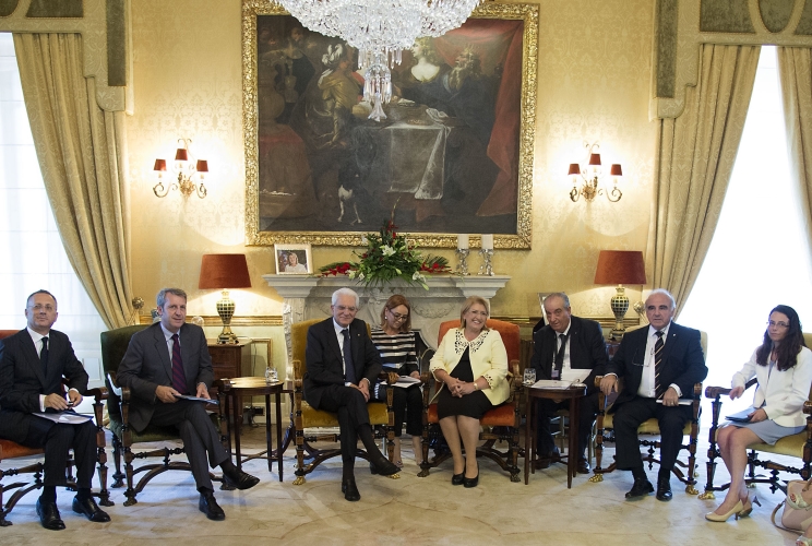 Il Presidente Sergio Mattarella con la Presidente della Repubblica di Malta Marie Louise Coleiro Preca