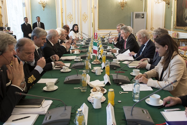 Il Presidente Sergio Mattrella nel corso dei colloqui con il Presidente Federale della Repubblica d’Austria, Heinz Fischer