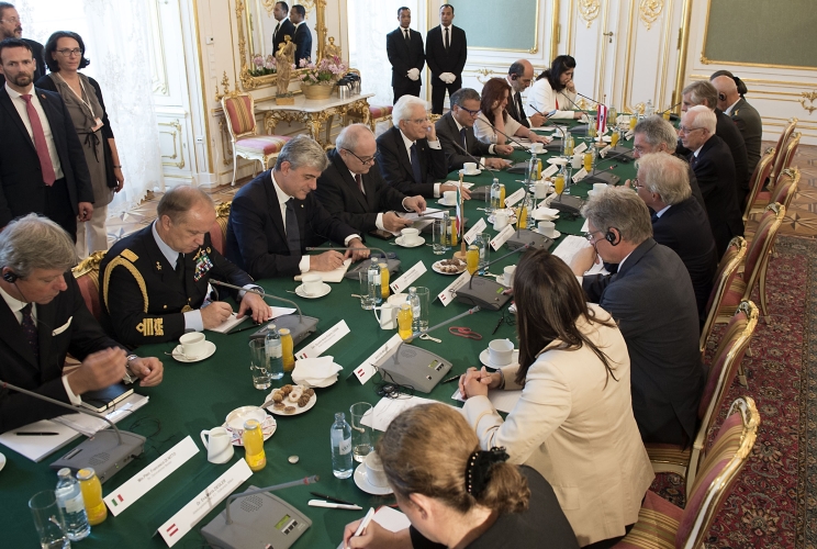 Il Presidente Sergio Mattrella nel corso dei colloqui con il Presidente Federale della Repubblica d’Austria, Heinz Fischer 
