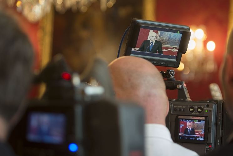 Un momento delle dichiarazioni alla stampa del Presidente Sergio Mattarella 