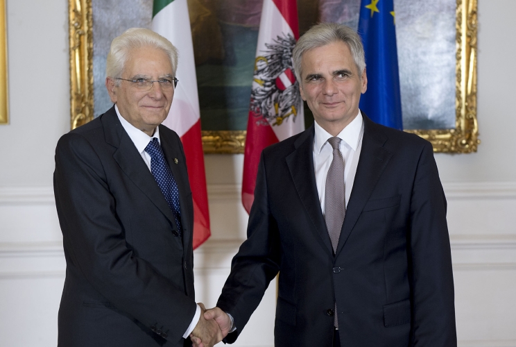 Il Presidente Sergio Mattarella con il Cancelliere Federale, Werner Faymann