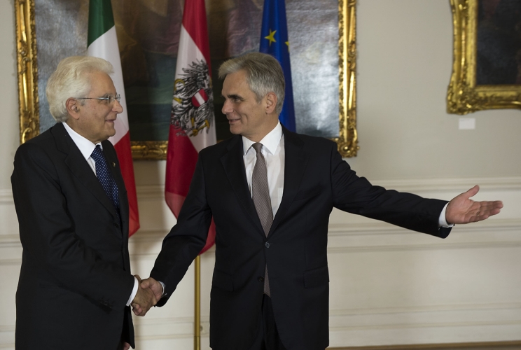 Il Presidente Sergio Mattarella con il Cancelliere Federale, Werner Faymann