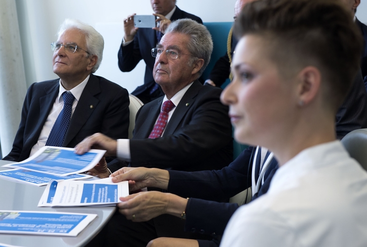 Il Presidente Sergio Mattarella nel corso dell'incontro con i ricercatori italiani 