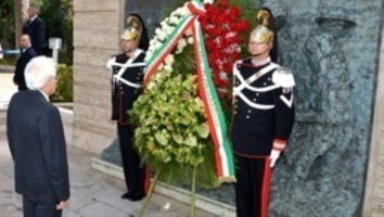 Deposizione del Presidente Sergio Mattarella di una corona di fiori sul monumento dedicato alle vittime sul lavoro
