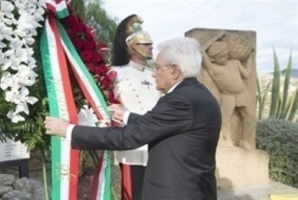 Deposizione di una corona di fiori del Presidente Mattarella presso il Monumento dedicato ai Carusi