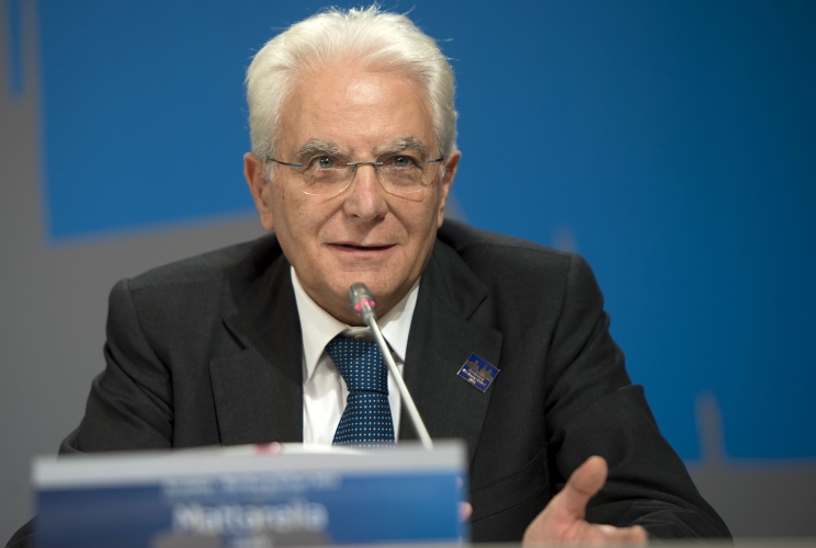 Il Presidente Sergio Mattarella in occasione della conferenza stampa 