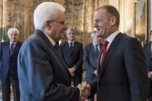 Il Presidente Sergio Mattarella incontra il Presidente del Consiglio Europeo, Donald Tusk