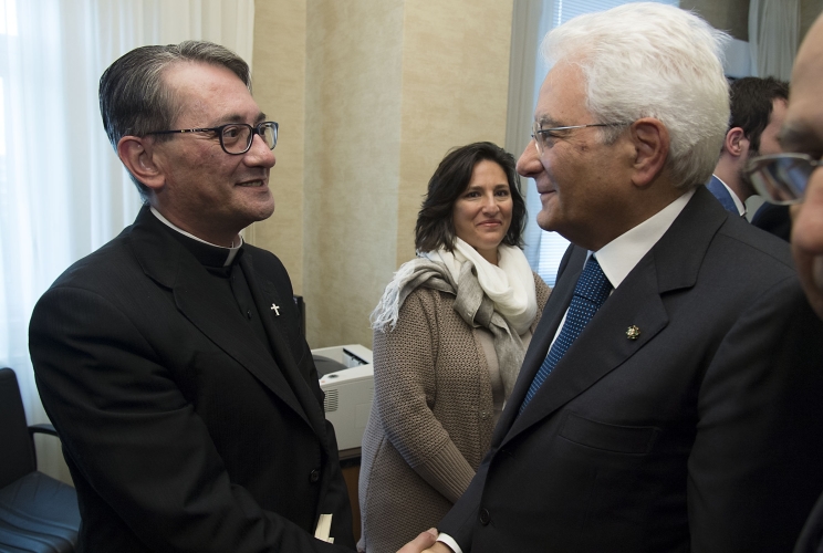 Il Presidente Sergio Mattarella con il fratello del magistrato Rosario Livatino, Don Giuseppe