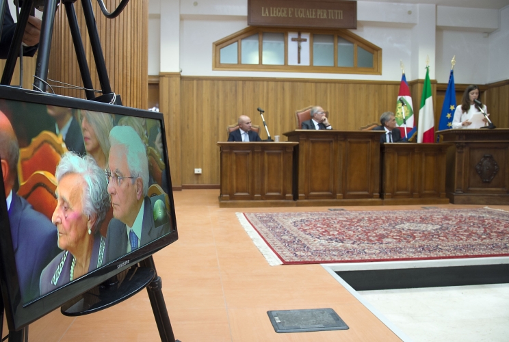 Un momento della cerimonia commemorativa dei magistrati Antonino Saetta e Rosario Livatino
