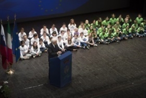 Intervento Presidente Mattarella al Teatro Verdi alla cerimonia "L'Europa luogo di superamento dei conflitti" in occasione del centenario dell'unione di Gorizia all'Italia
