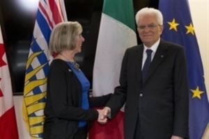 Arrivo del Presidente Mattarella a Vancouver e incontro con il Governatore della British Columbia, Judith Guichon