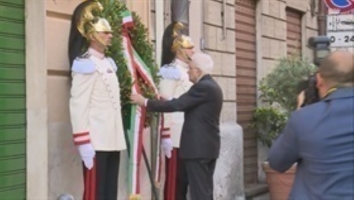Deposizione di una corona d'alloro da parte del Presidente Mattarella in occasione del 35° anniversario dell'uccisione del Prefetto Carlo Alberto Dalla Chiesa, della moglie Emanuela Setti Carraro e dell'agente di scorta Domenico Russo