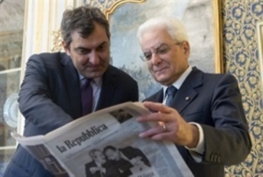 Incontro del Presidente Mattarella con Mario Calabresi, Direttore de "La Repubblica" in occasione della presentazione della nuova edizione del quotidiano