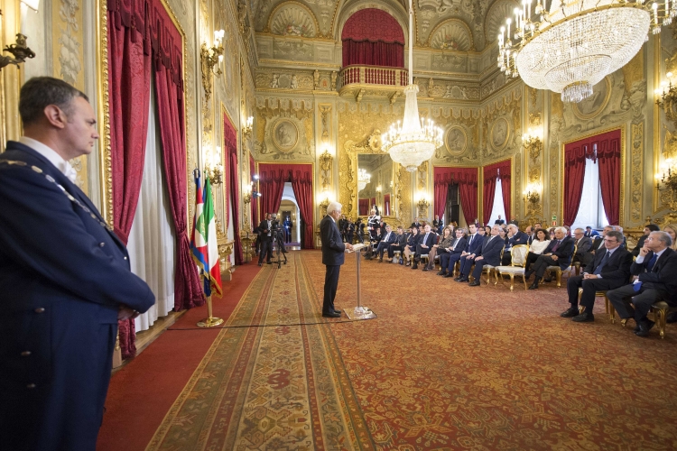 Il Presidente Sergio Mattarella in ocacsione dell'incontro con una delegazione italiana dei membri del Parlamento europeo