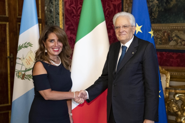 Il Presidente Sergio Mattarella con S.E. la Signora Karla Gabriela SAMAYOA RECARI, nuovo Ambasciatore della Repubblica del Guatemala, in occasione della presentazione delle Lettere Credenziali.
