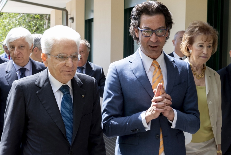 Il Presidente Sergio Mattarella accolto al suo arrivo a San Patrignano dal Presidente della Comunità  Antonio Tinelli e dalla co-fondatrice Letizia Moratti