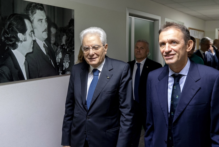 Il Presidente Sergio Mattarella visita il Centro Medico dellla Comunità  di San Patrignano accompagnato dal Responsabile terapeutico Antonio Boschini