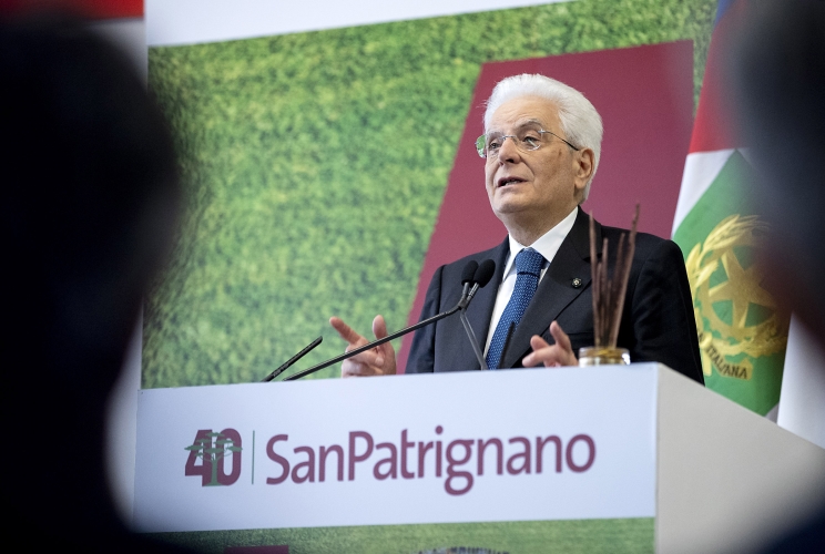 Il Presidente Sergio Mattarella in occasione della cerimonia per il 40° anniversario di fondazione della Comunità  di San Patrignano