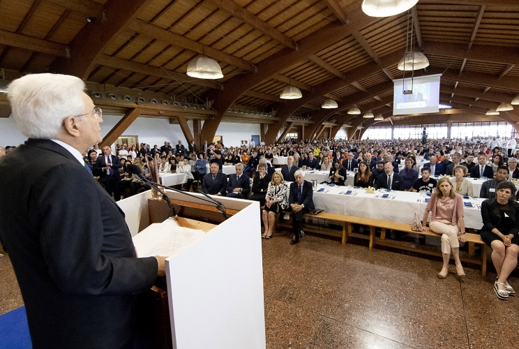 Il Presidente Sergio Mattarella in occasione della cerimonia per il 40° anniversario di fondazione della Comunità  di San Patrignano