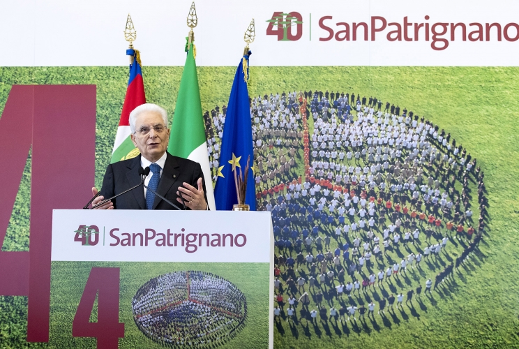 Il Presidente Sergio Mattarella in occasione della cerimonia per il 40° anniversario di fondazione della Comunità  di San Patrignano
