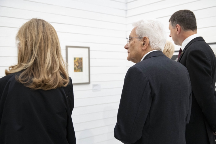 Il Presidente Sergio Mattarella al Museo Nazionale d'Arte con il Presidente della Repubblica di Lettonia Raimonds Vejonis,visita la mostra CIAO