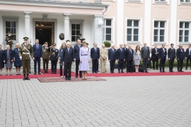 Il Presidente Sergio Mattarella e la Signora Laura, al Palazzo Presidenziale di Tallinn, con la Presidente della Repubblica di Estonia, Kersti Kaljulaid e Consorte
