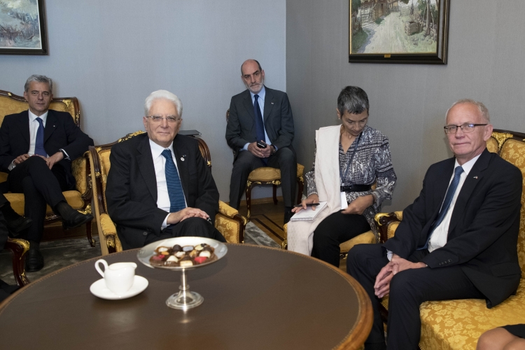 Il Presidente Sergio Mattarella nel corso dei colloqui con il Presidente del Parlamento estone, Eiki Nestor