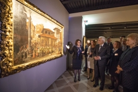 Il Presidente Sergio Mattarella e la Signora Laura, con la Presidente della Repubblica di Lituania, Dalia Grybauskaitė in occasione della visita alla mostra “Firenze tra Rinascimento e Barocco”, allestita al Palazzo dei Granduchi