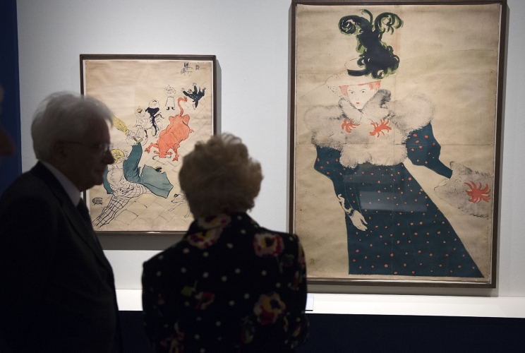 Il Presidente Sergio Mattarella nel corso della visita alla mostra "Toulouse-Lautrec. Luci e ombre di Montmarte"