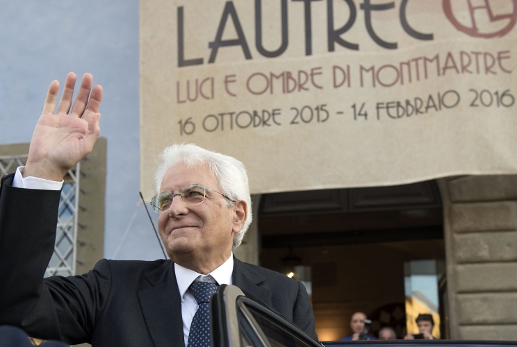 Il Presidente Sergio Mattarella al termine della visita alla mostra "Toulouse-Lautrec. Luci e ombre di Montmarte" 