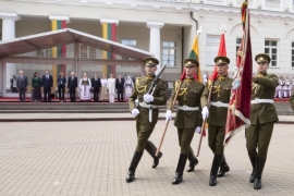 Il Presidente della Repubblica Sergio Mattarella con la Presidente della Repubblica di Lituania, Dalia Grybauskaitė in occasione della cerimonia per il centenario di indipendenza della Lituania