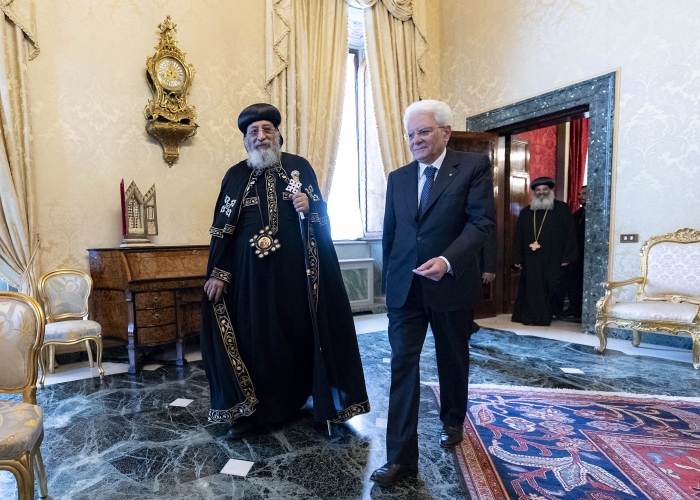 Il Presidente Sergio Mattarella incontra Sua Santità  Tawadros II, Papa di Alessandria e Patriarca della Sede di San Marco. 
