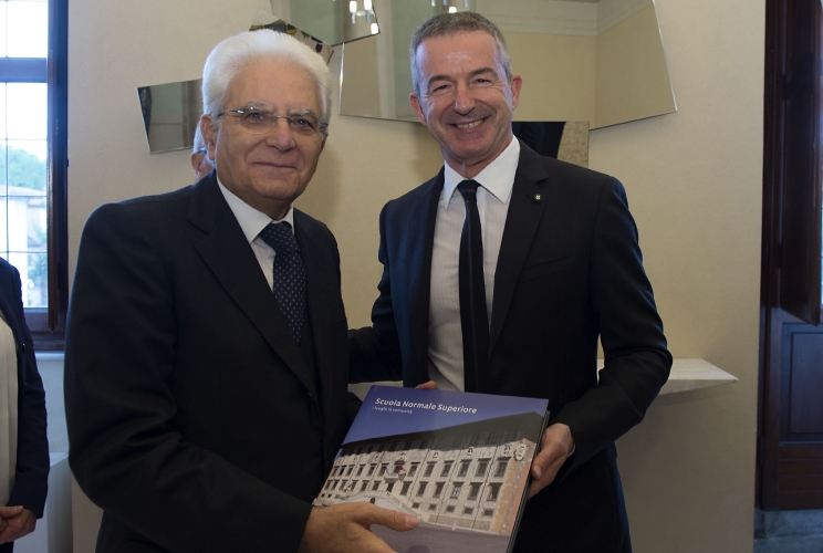 Il Presidente Sergio Mattarella con il Direttore della Scuola Normale