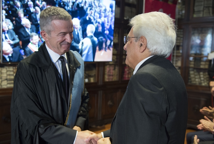 Il Presidente Sergio Mattarella con il Direttore della Scuola Normale