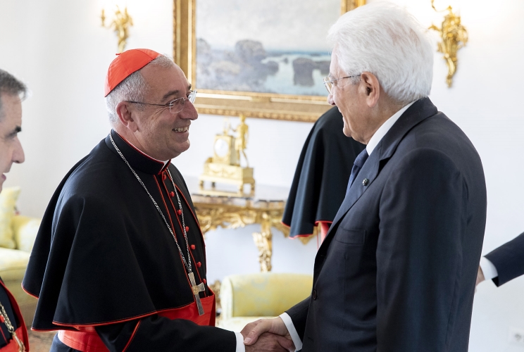 Il Presidente Sergio Mattarella con S.Em. Rev.ma il Cardinale Angelo De Donatis