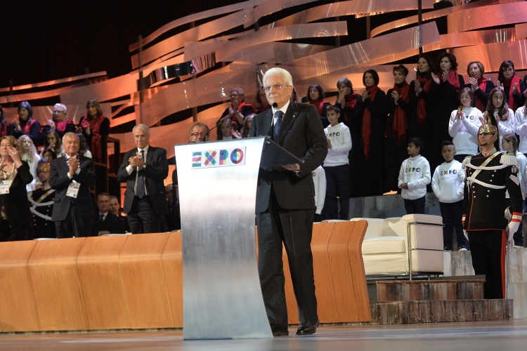 Il Presidente Sergio Mattarella in occasione della cerimonia di chiusura di Expo Milano 2015