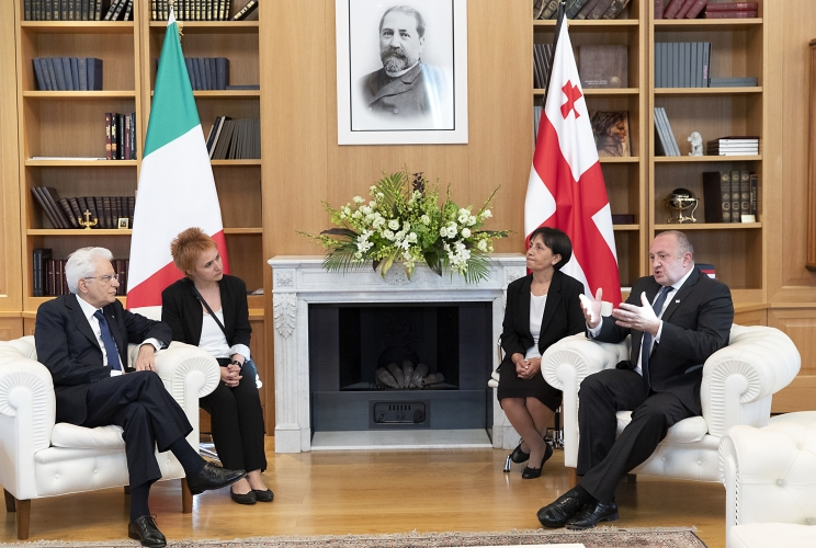  Il Presidente della Repubblica Sergio Mattarella nel corso dei colloqui con il Presidente della Repubblica di Georgia Giorgi Margvelashvili