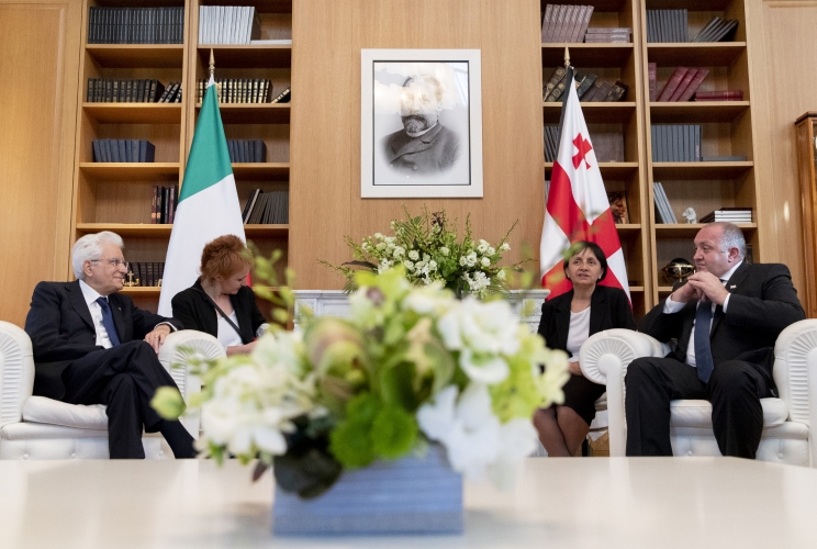  Il Presidente della Repubblica Sergio Mattarella nel corso dei colloqui con il Presidente della Repubblica di Georgia Giorgi Margvelashvili