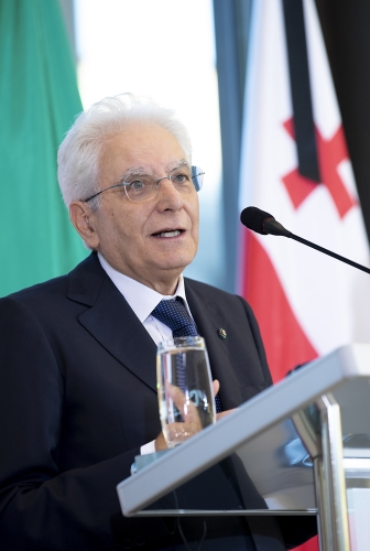 Il Presidente della Repubblica Sergio Mattarella nel corso delle dichiarazioni alla stampa